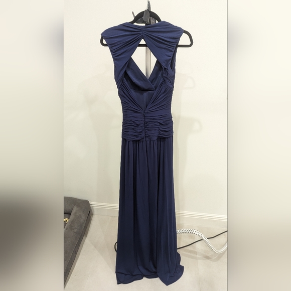 BCBG Blue Gown With Ruching - Picture 2 of 5
